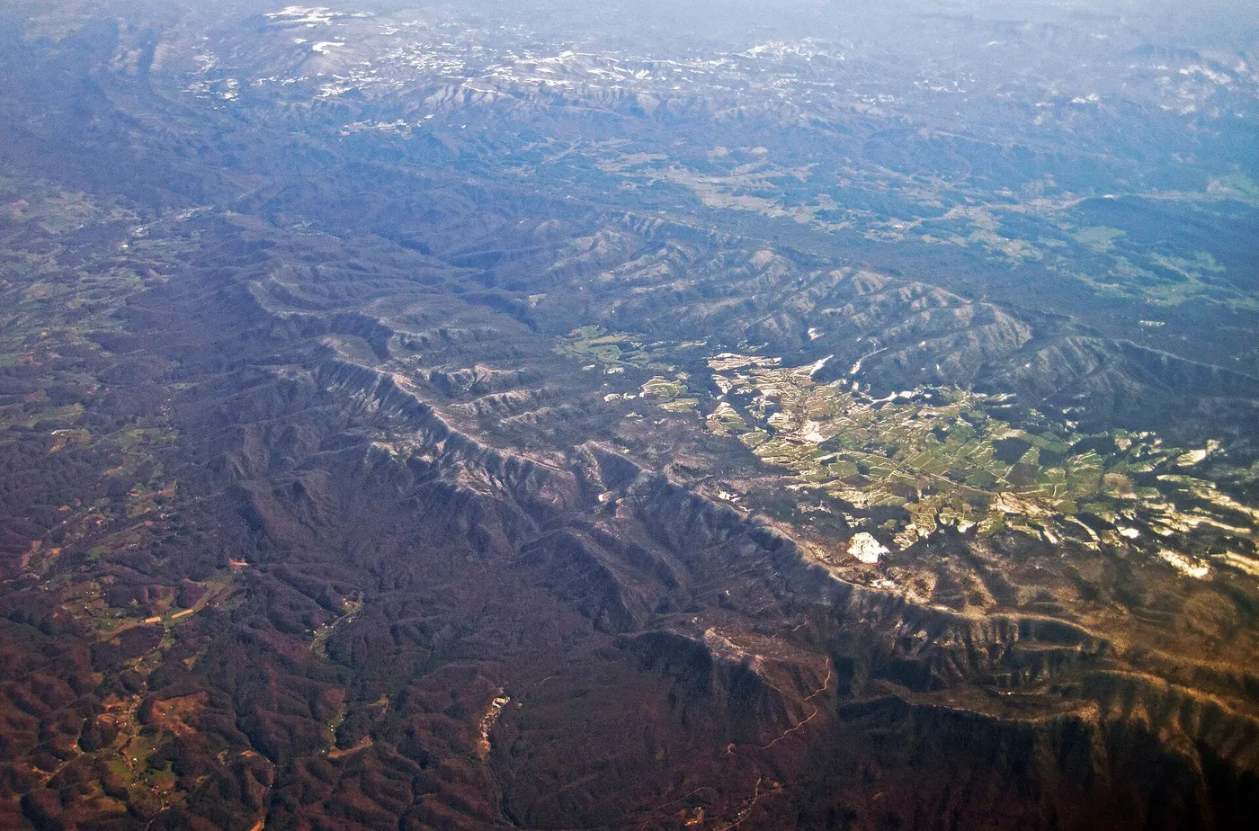 Aerial view of Shady Valley between Holston Mountain and Iron Mountain