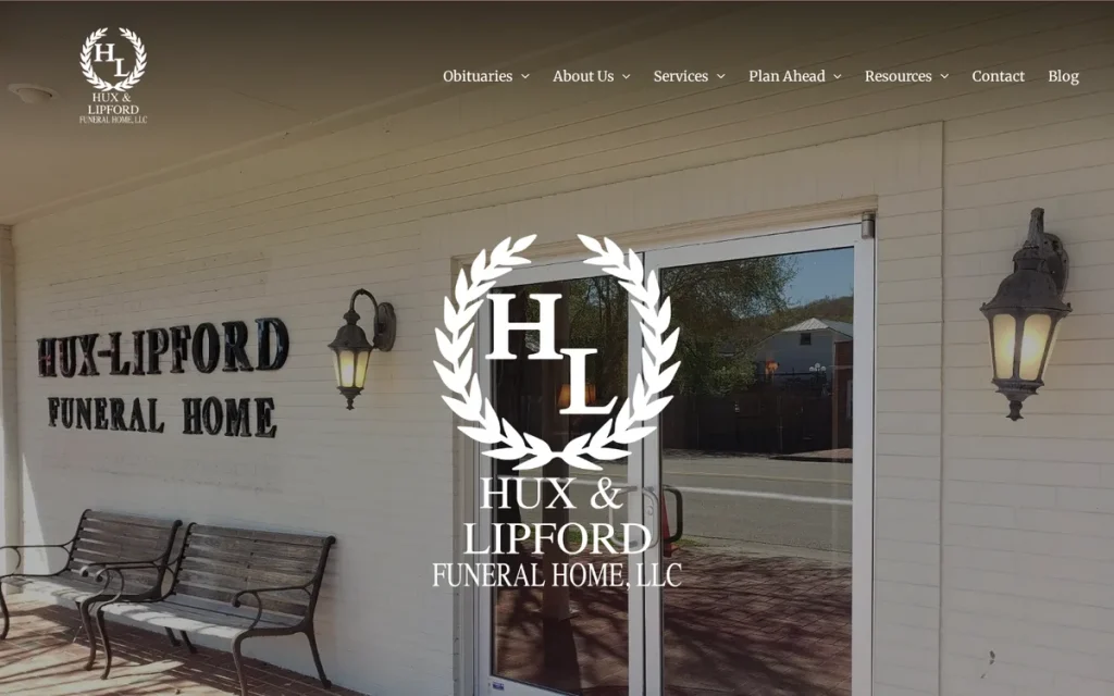 Website of Hux & Lipford Funeral Home